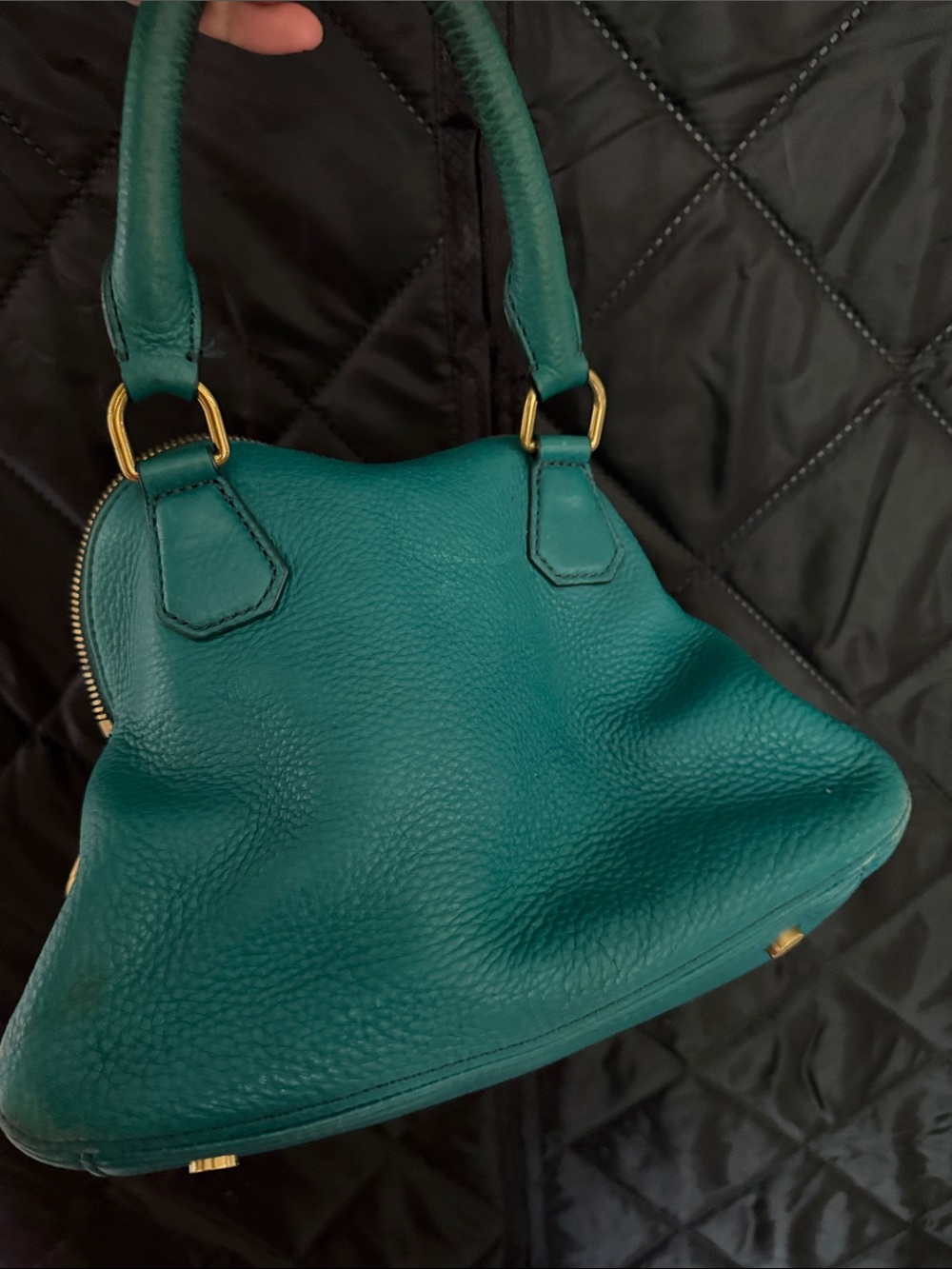J. Crew Factory Teal Pebbled Leather Satchel - Picture 4 of 4